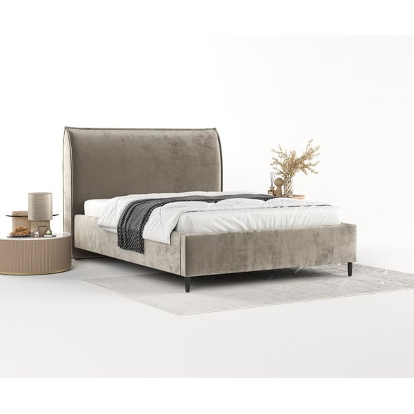 Bež tapecirani bračni krevet s prostorom za pohranu s podnicom 180x200 cm Shell – Maison de Rêve-image-2