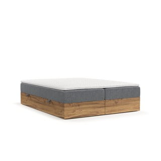 Sivi/u prirodnoj boji boxspring krevet s prostorom za pohranu 180x200 cm Faro – Maison de Rêve