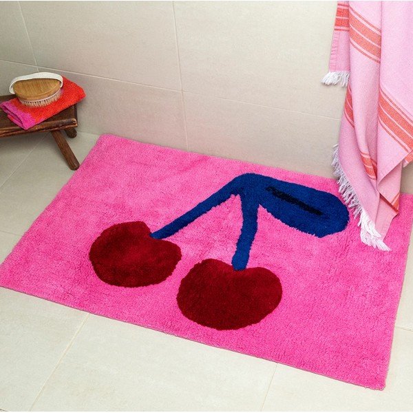 Ružičasta tekstilna kupaonska prostirka 83x52,5 cm Cherry – Rex London-image-1