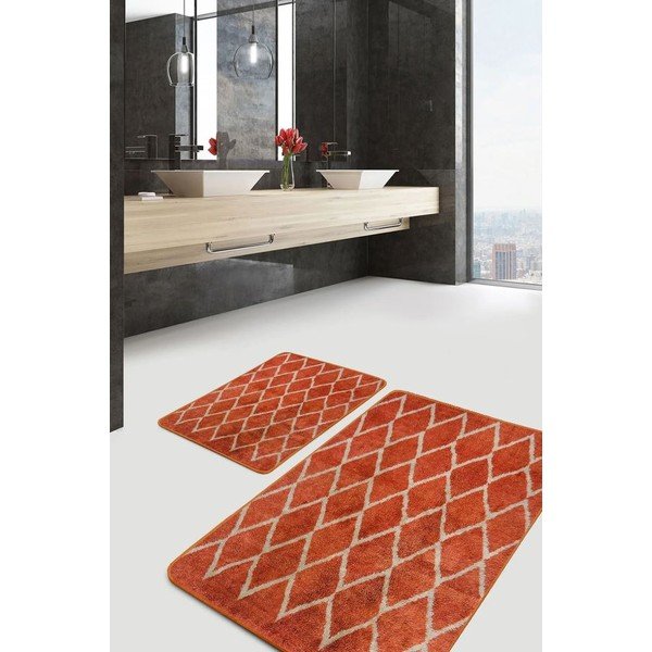 Od samta kupaonske prostirke u setu 2 kom boja terakote 60x100 cm – Mila Home-image-1