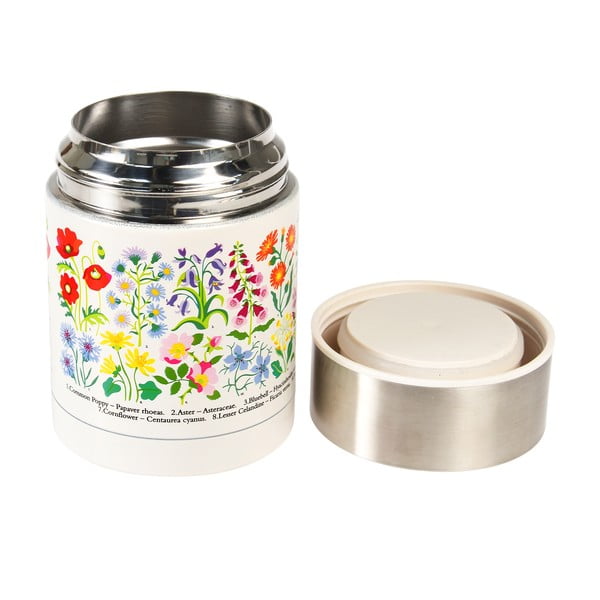 Krem/u srebrnoj boji termosica za hranu/dječja 450 ml Wild Flowers – Rex London-image-1