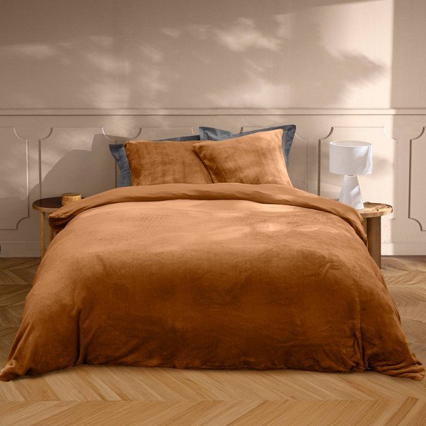 Svjetlo smeđa 3-dijelna posteljina za bračni krevet/za produženi krevet od mikroflanela 240x220 cm Flanou – douceur d'intérieur-image-1