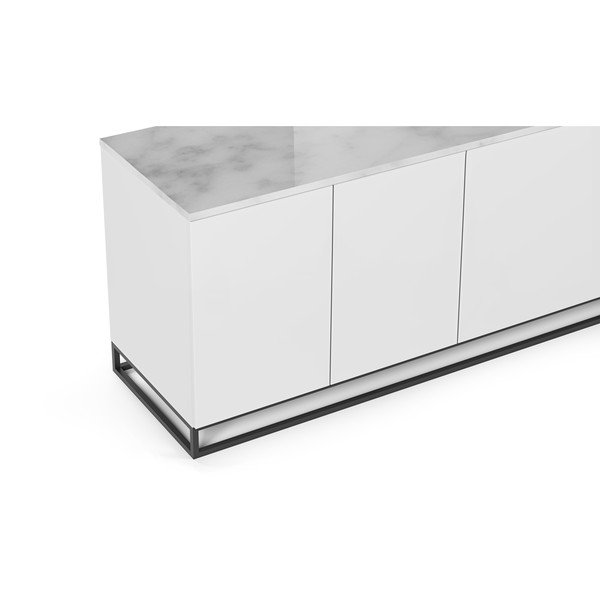 Mat bijeli TV stol s bijelom pločom u mramornom dekoru TemaHome Join, 200 x 65 cm-image-3