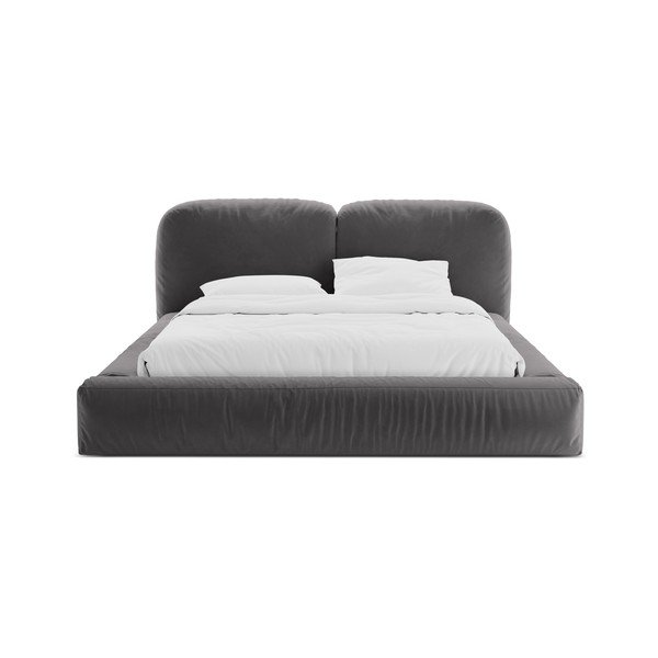 Sivi tapecirani bračni krevet s prostorom za odlaganje s podnicom 200x200 cm Martina – Micadoni -image-4