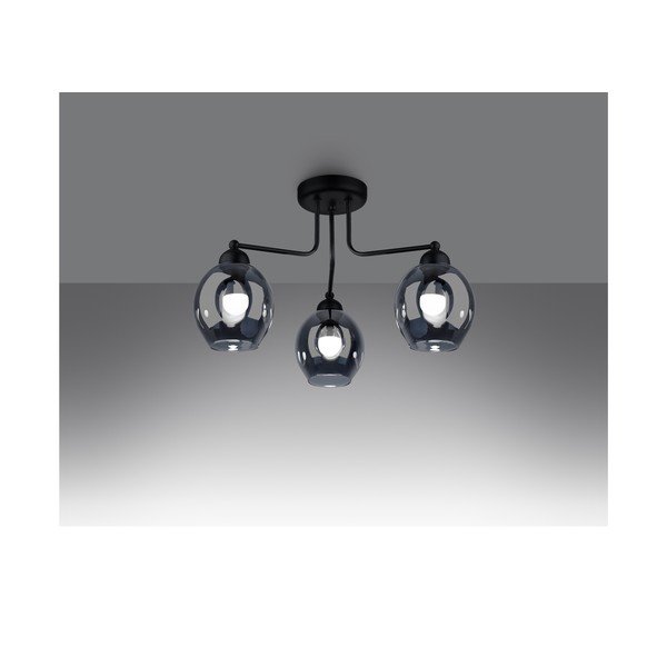 Crna stropna svjetiljka sa staklenim sjenilom 54x54 cm Garten – Sollux-image-1