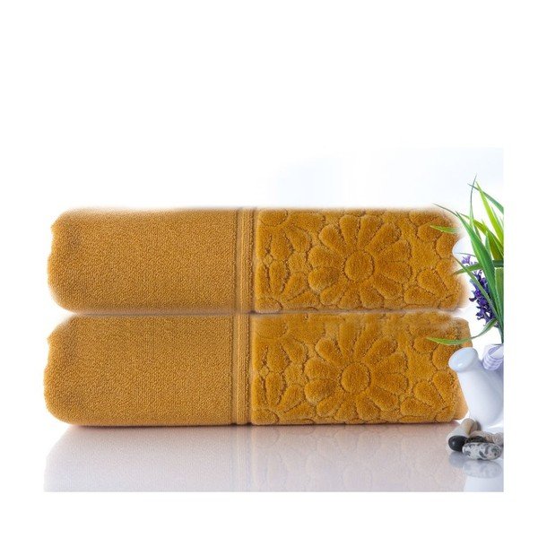 Set od 2 ručnika Samba Mustard, 50x90 cm