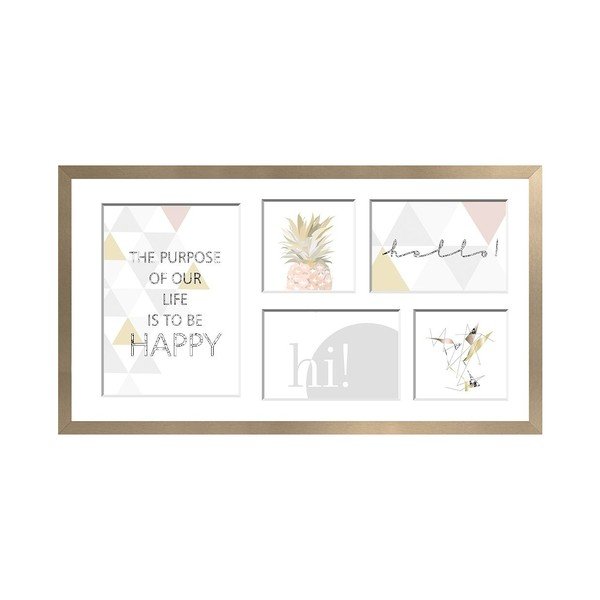 Okvir za 5 fotografija u zlatnoj boji Styler Sanremo, 51 x 27 cm