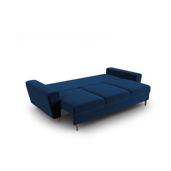 Plava baršunasti sklopiva/s prostorom za odlaganje sofa 235 cm Kyoto – Cosmopolitan Design-image-2