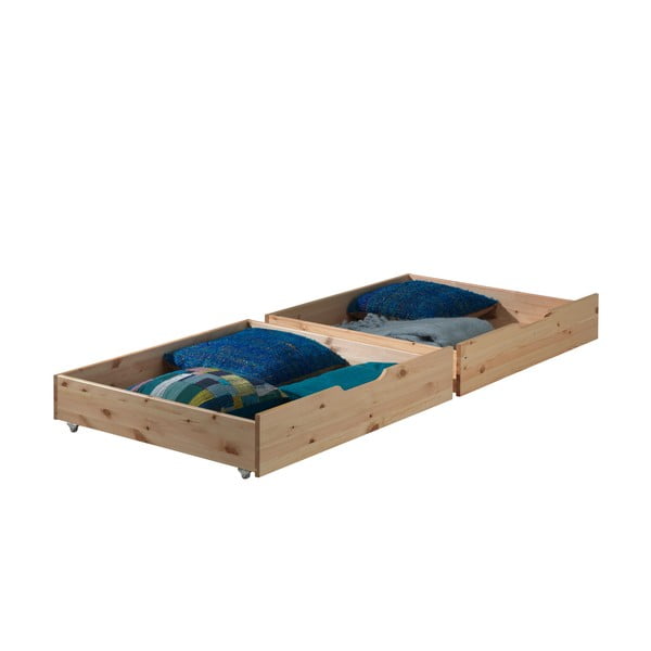 Set od 2 drvene kutije za pohranu ispod kreveta Vipack Pino
