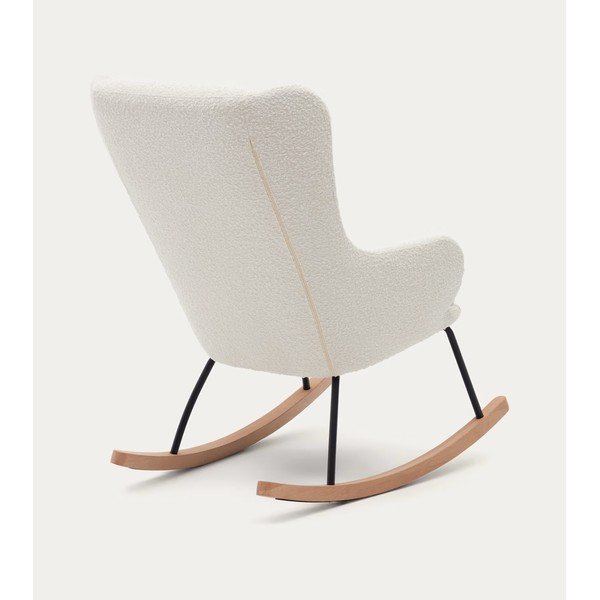 Bijela fotelja za ljuljanje od bouclé tkanine Maustin – Kave Home-image-3
