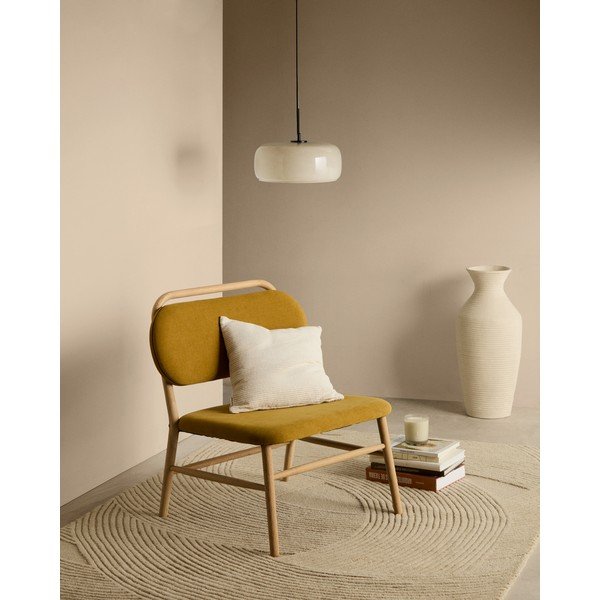 Senf žuta fotelja od šenila Helda – Kave Home-image-1