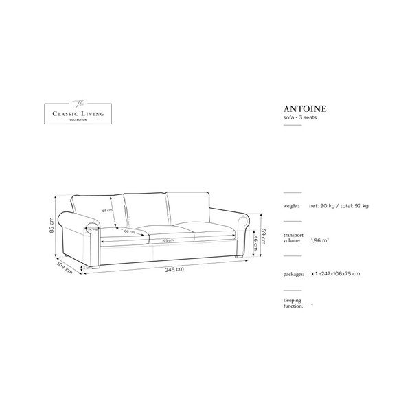Crna sofa Windsor & Co Sofas Hermes, 245 cm-image-1