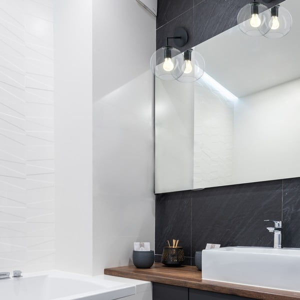 Crna zidna svjetiljka SULION Bogard, ø 20 cm-image-1