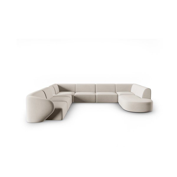 Bež baršunasti kutna garnitura (s lijevim kutom/u obliku slova "U") Paolo – Milo Casa