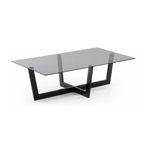 Crni stolić za kavu sa staklenom pločom stola 70x120 cm Plam – Kave Home-image-2