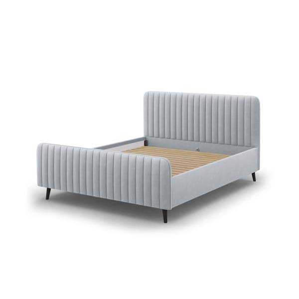 Svijetlo sivi tapecirani bračni krevet s podnicom 160x200 cm Lily - Micadoni Home