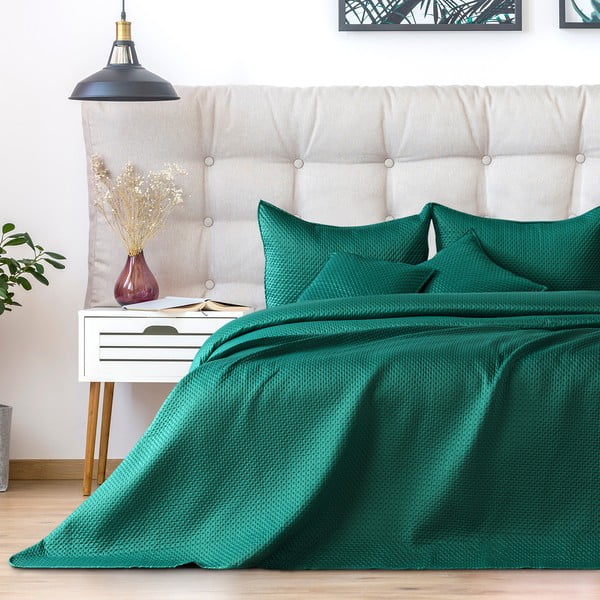 Zeleni prekrivač za bračni krevet DecoKing Carmen, 220 x 240 cm