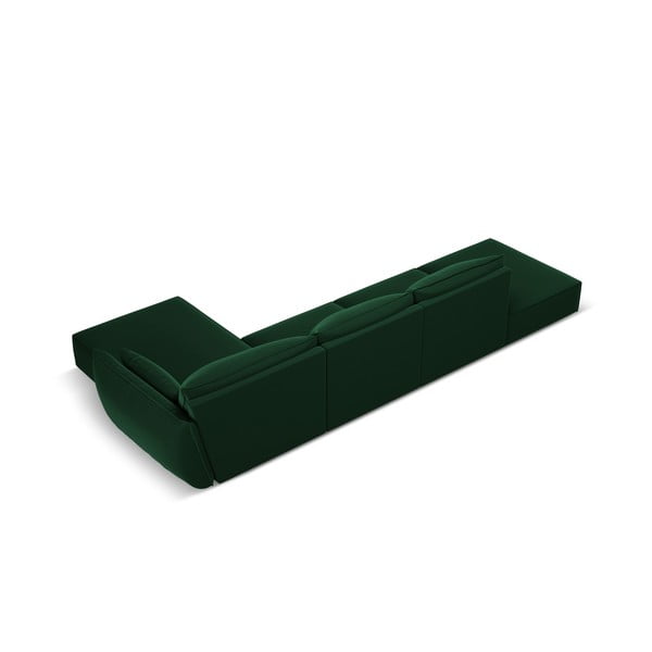 Tamno zelena baršunasti kutna garnitura (s desnim kutom/s ležaljkom) Vanda – Mazzini Sofas-image-3