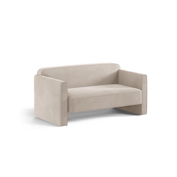 Bež baršunasti sofa 140 cm Abby – Micadoni -image-1
