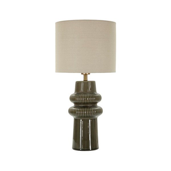 Kaki zelena/krem stolna lampa keramička s tekstilnim sjenilom (visina 64,5 cm) Harmony – Mauro Ferretti