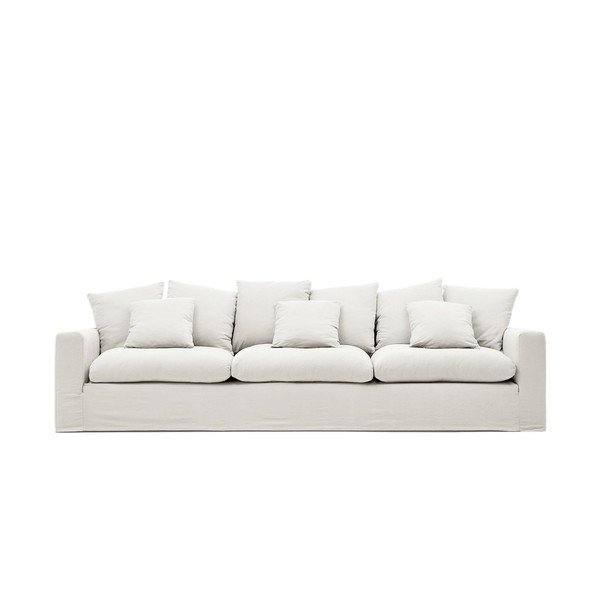 Bijela lanena sofa 340 cm Nora – Kave Home