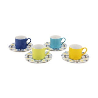 Set od 4 šalice s tanjurićima Kütahya Porselen Geometric, 90 ml