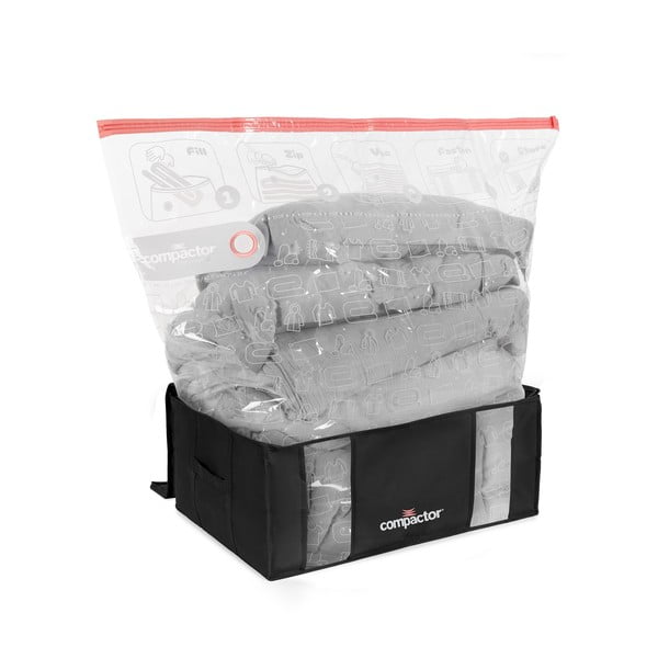 Vakuumske/ojačane tekstilne kutije za pohranu odjeće u setu 2 kom 65x45x27 cm Black Edition – Compactor-image-1