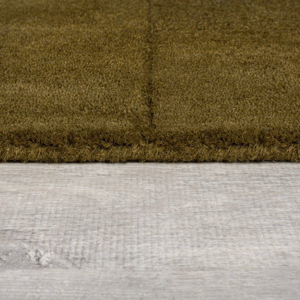 Kaki zelena ručno rađena vunena staza 60x230 cm Checkerboard – Flair Rugs-image-4