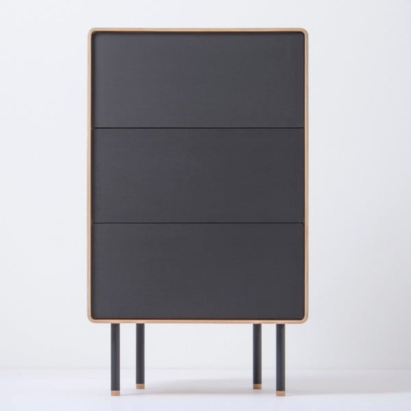 Crna/u prirodnoj boji visoka komoda od punog hrasta 60x100 cm Fina – Gazzda-image-4