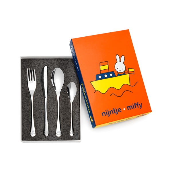 Dječji pribor za jelo 4 kom od nehrđajućeg čelika u srebrnoj boji Miffy – Zilverstad