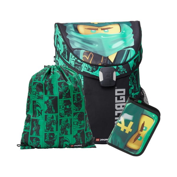 3-dijelni set zelene školske torbe, pernice i torbe LEGO® Ninjago Easy
