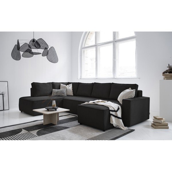 Antracitno siva sklopiva kutna garnitura od samta (s lijevim kutom/u obliku slova "U") Brave Dave – Miuform-image-4