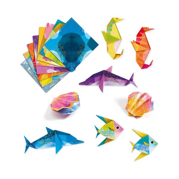 Komplet od 24 origami papira s uputama Djeco Neon Glam Sea-image-2