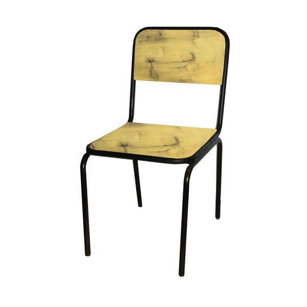 Žuta  blagovaonska stolica od masivne jele Industrial – Antic Line