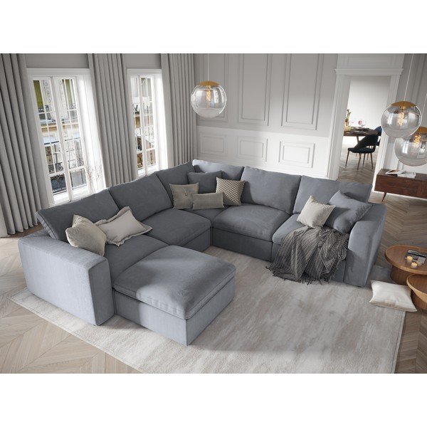 Sivi dvostrani kutni dio modularne sofe od samta Windsor & Co Sofas Galaxy-image-4