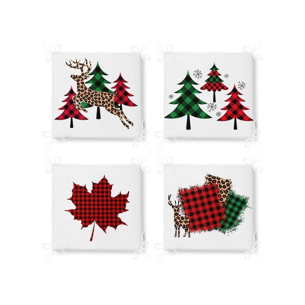 Jastuci za sjedenje u setu 4 kom s božićnim motivom 40x40 cm Tartan – Mila Home