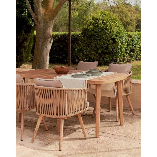 Vrtna stolica od bagremovog drveta s bež presvlakom Kave Home Hemilce-image-4