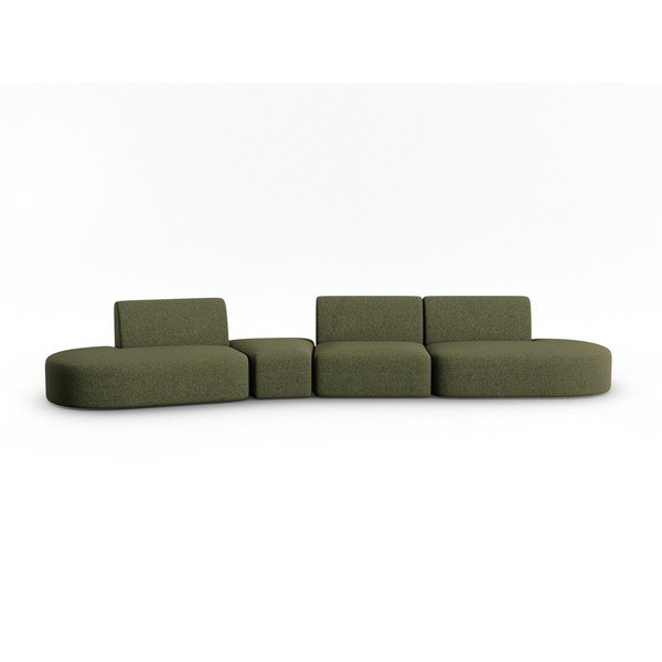 Zelena sofa od šenila s lijevim kutom 428 cm Paolo – Milo Casa