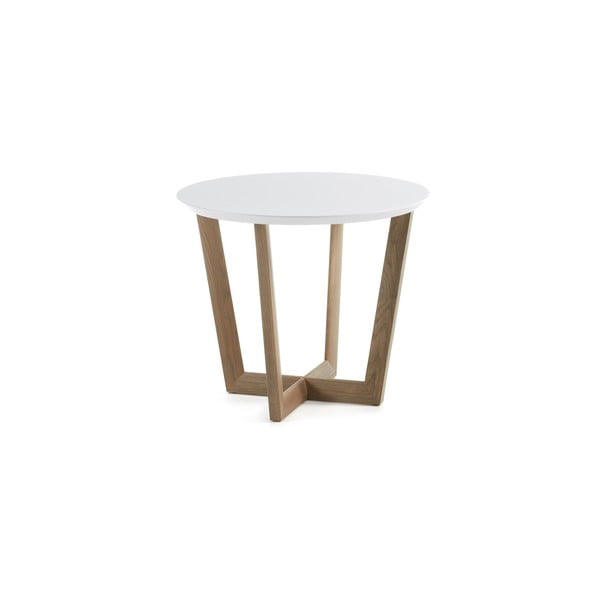 Pomoćni stol od hrastovine s bijelom pločom Kave Home Rondo, ⌀ 60 cm