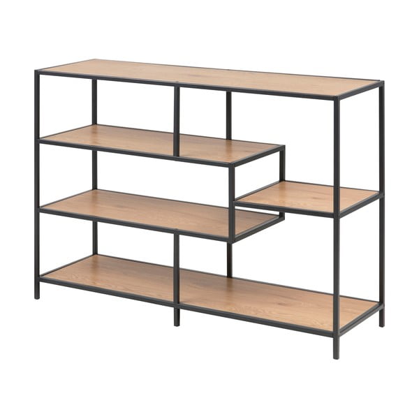 Crno-prirodna polica za knjige u dekoru hrasta 114x78 cm Seaford - Actona-image-2