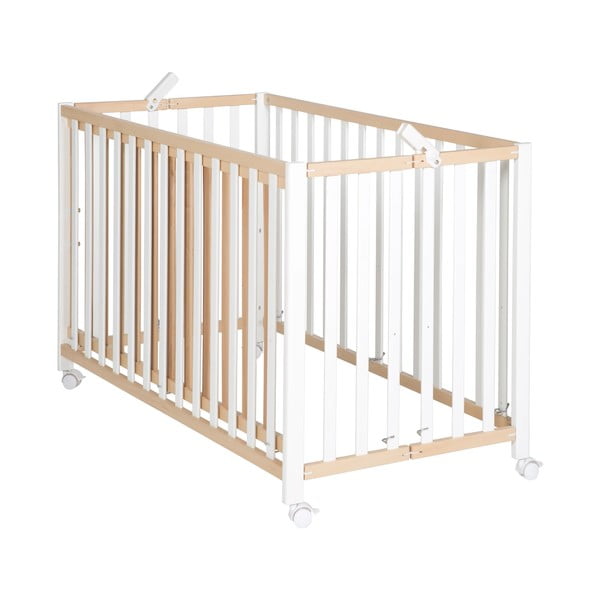 Bijeli/u prirodnoj boji dječji krevet na kotačićima/sklopivi 60x120 cm Fold up – Roba