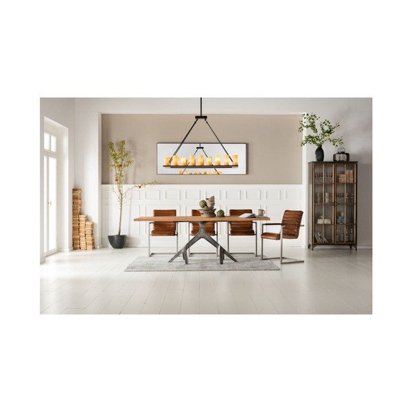 Smeđa kožna stolica s naslonima za ruke Kare Design Cantilever-image-4