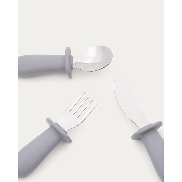 Plavi plastičan/silikonski dječji pribor za jelo 3 kom Lili – Kave Home-image-3
