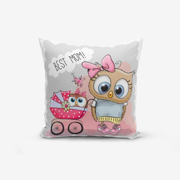 Jastučnica s primjesom pamuka Minimalist Cushion Covers Best Mom Owl, 45 x 45 cm