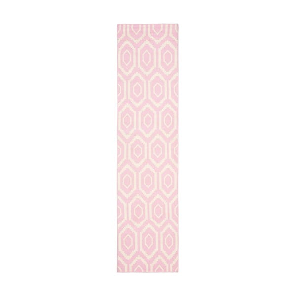 Ružičasta staza od mješavine vune i pamuka Safavieh Casablanca Rosa, 76 x 243 cm