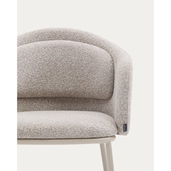 Sivo-bež podstavljena blagovaonska stolica s naslonima za ruke Minda – Kave Home-image-3