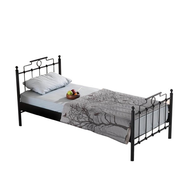 Crni metalni krevet s podnicom 90x200 cm Hatkus – Kalune Design-image-2