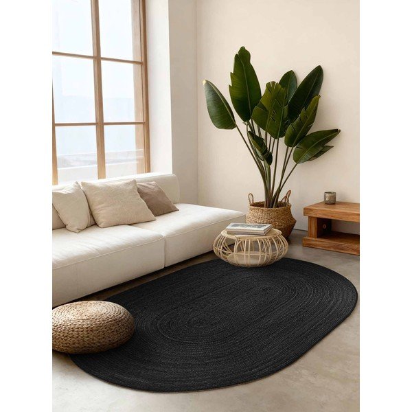 Crni obostrani/ručno rađen juten tepih 160x230 cm Braided – Hanse Home-image-1