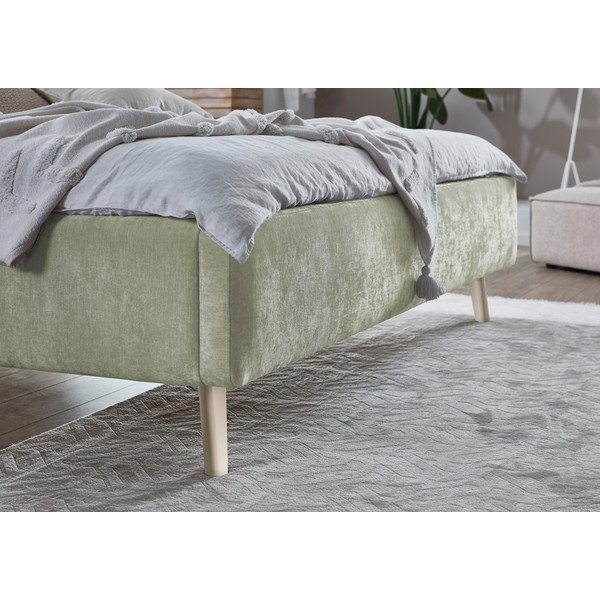 Svijetlo zeleni tapecirani bračni krevet s podnicom 180x200 cm Mattis – Meise Möbel-image-2