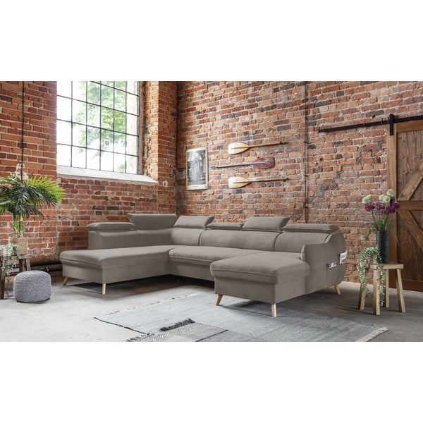 Svjetlo smeđa baršunasta sklopiva kutna garnitura (s lijevim kutom/u obliku slova "U") Sweet Harmony – Miuform-image-3